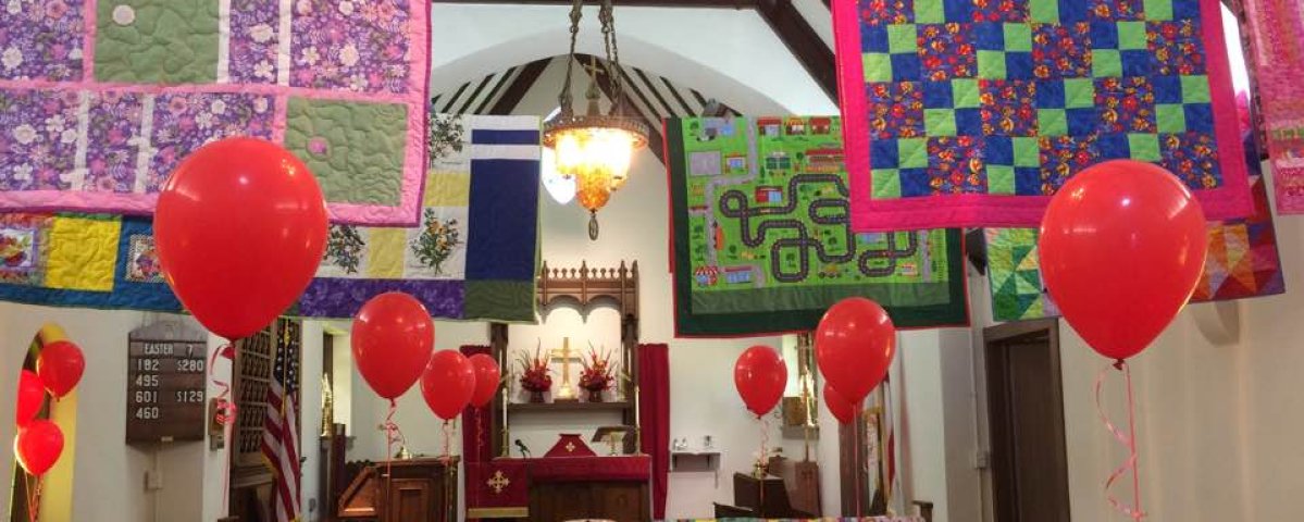 Day of Pentecost and dedication of quilts for Grace Camp.  Grace Camp is a free camp for children with an incarcerated parent at Camp Marshall.  Camp Marshal is located on beautiful Flathead Lake.