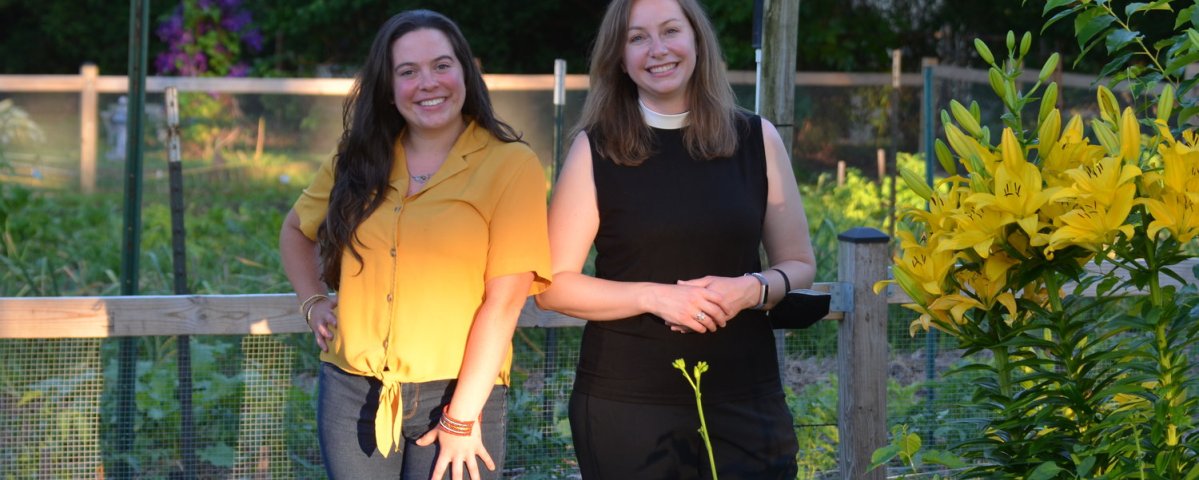 Kristin Talbot, left, the garden manager at St Francis Episcopal Church, and the Rev. Grace Flint at the garden last Saturday. In celebration of Pollinator Week, the garden hosted a series of events to educate the community on how to protect pollinators.