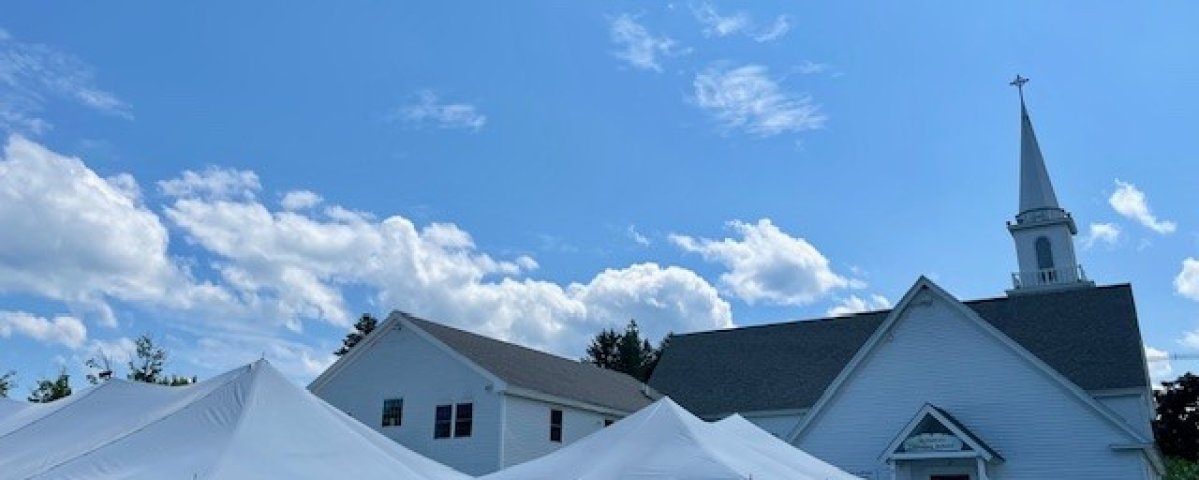 Join us under the tents, courtyard and parish hall