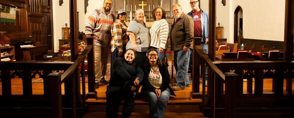 The Community Gospel Choir ends a rehearsal at St. James Episcopal Church in Vincennes.