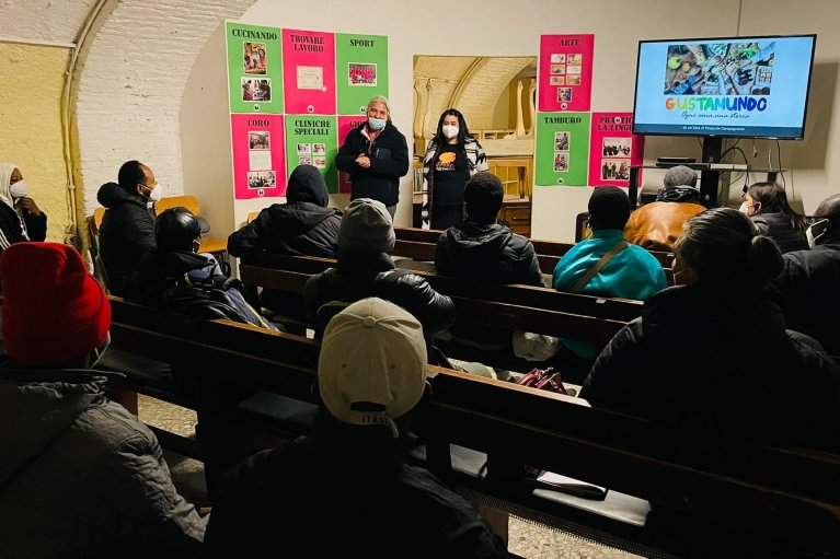 Asylum-seekers participate in a job clinic at the Joel Nafuma Refugee Center. Photo courtesy of JNRC staff.