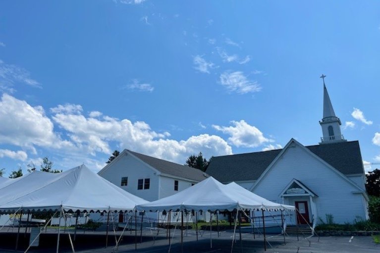 Join us under the tents, courtyard and parish hall 