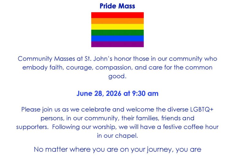 Please join us as we celebrate and welcome the diverse LGBTQ+ persons, in our community, their families, friends and supporters. Following our worship, we will have a festive coffee hour in our chapel.