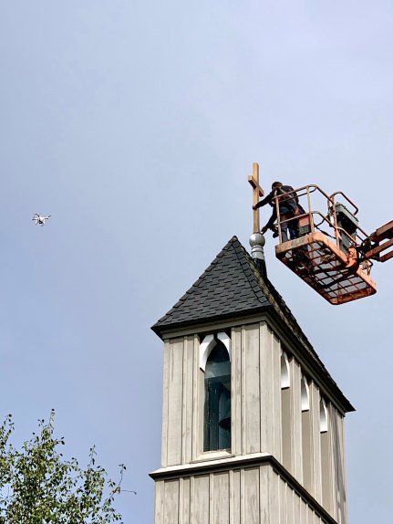 Today’s service will be a celebration of Holy Cross Day, in honor of the newly made and installed cross on top of the church’s steeple.