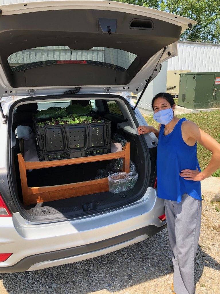 Volunteer loading a truck for distribution