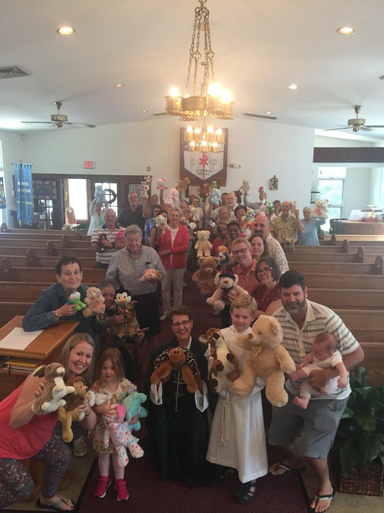 In partnership with a ministry in Brownsville Texas, St. Raphael's learned that the children waiting for refuge in The U. S. had no toys.  Through a CBS news correspondent, St. Raphael made a connection and shipped four cases of own beloved stuffed animals to the children at the boarder.