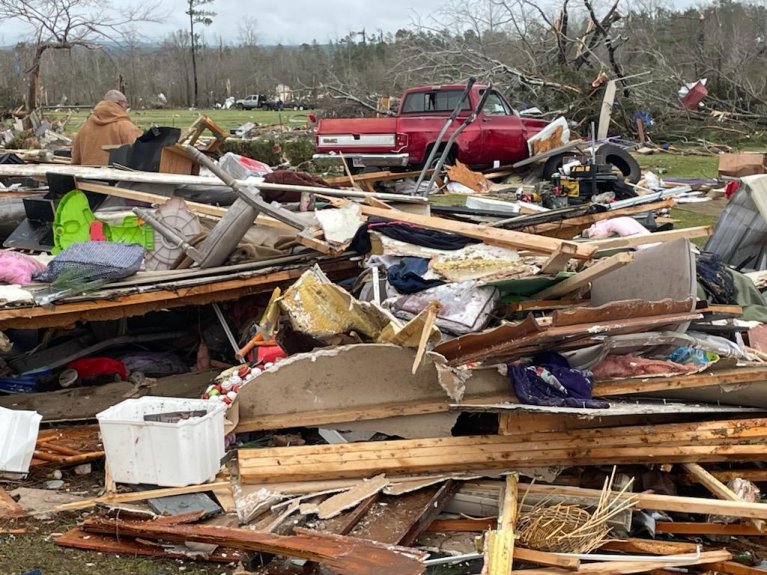 Destruction from the tornado