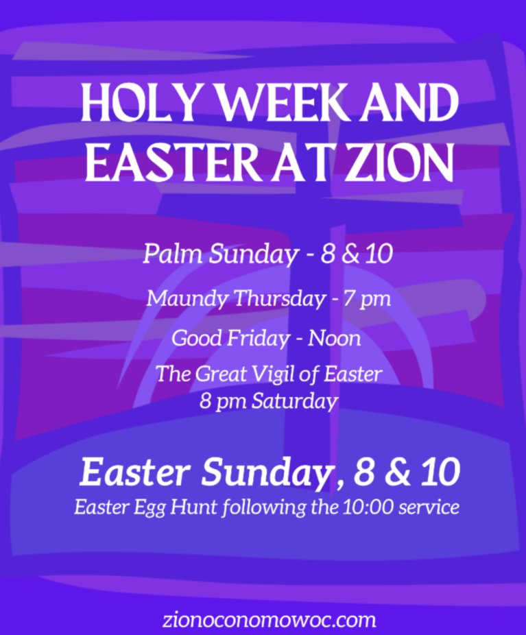 Holy Week services at Zion Episcopal Church 