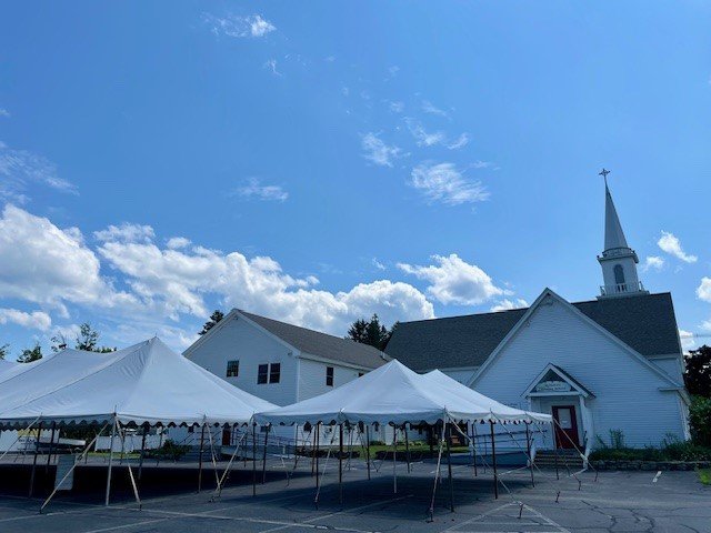 Join us under the tents, courtyard and parish hall 