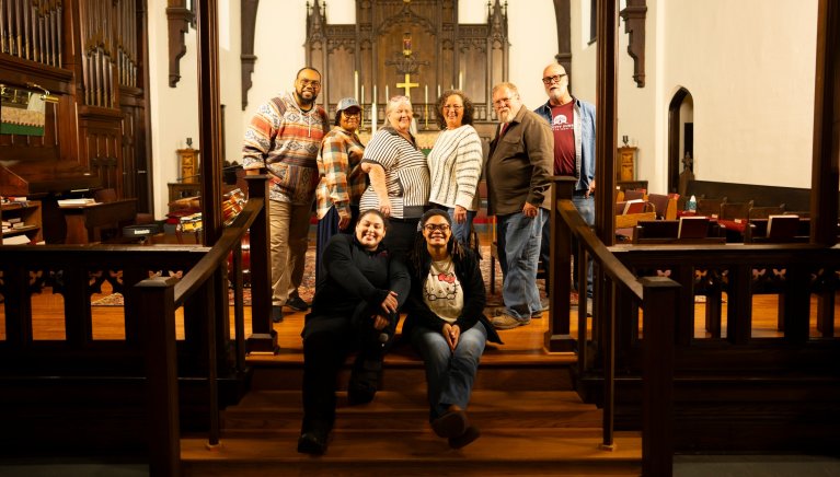 The Community Gospel Choir ends a rehearsal at St. James Episcopal Church in Vincennes.