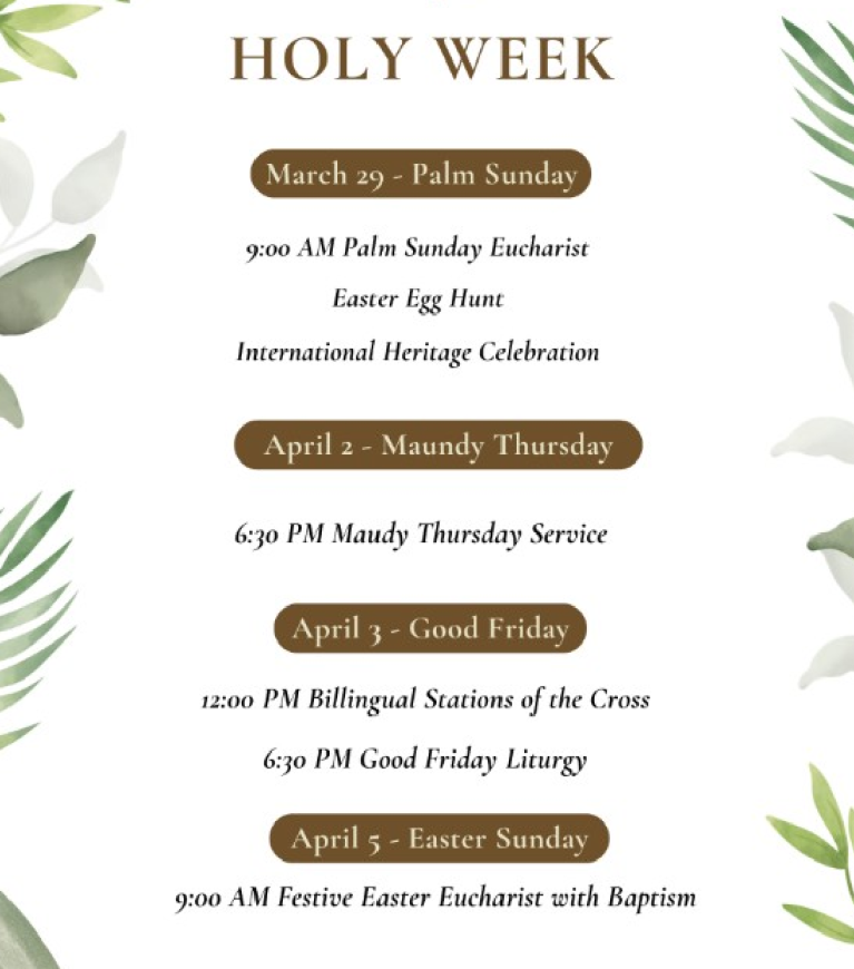 Holy Week 2026 at Christ Episcopal Church in Waukegan, Illinois
